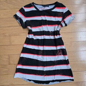 TopShop x Evil Genius  | Y2K black stripe fitted short sleeve t-shirt | WMS S